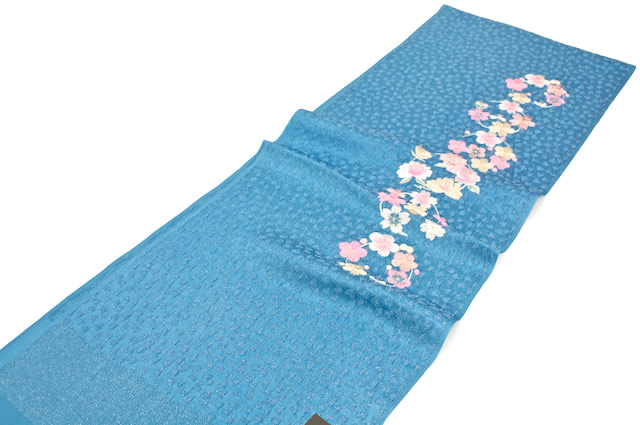 ハート地模様の刺繍振袖向け帯揚げc