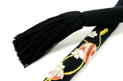 振袖,帯締め,黒,桜,刺繍,振袖用帯締め,成人式帯締め風合い