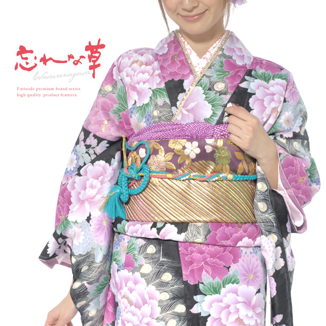 忘れな草の仕立て上がり振袖
