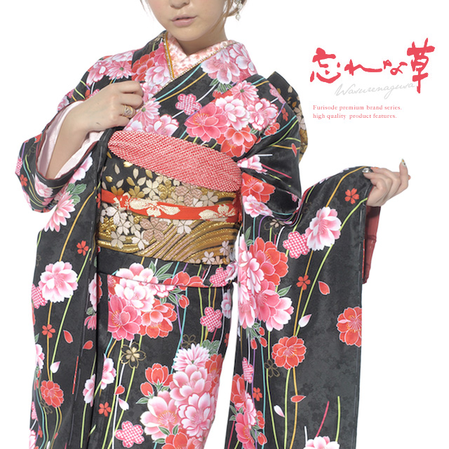 忘れな草の仕立て上がり振袖