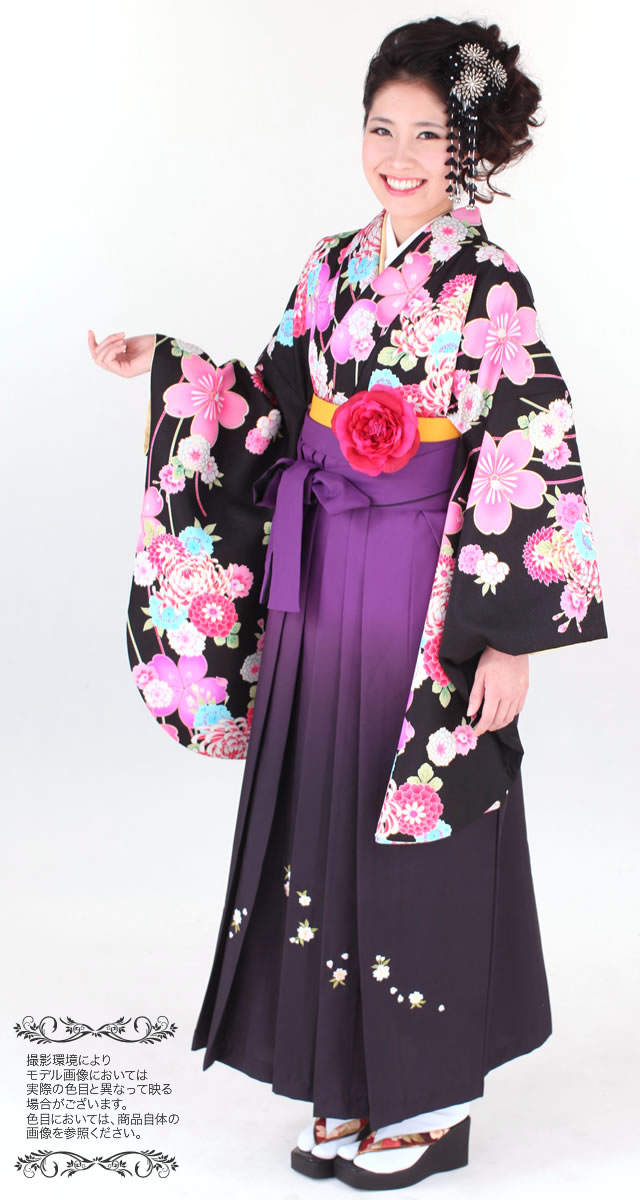 桜柄の二尺袖着物の袴セット