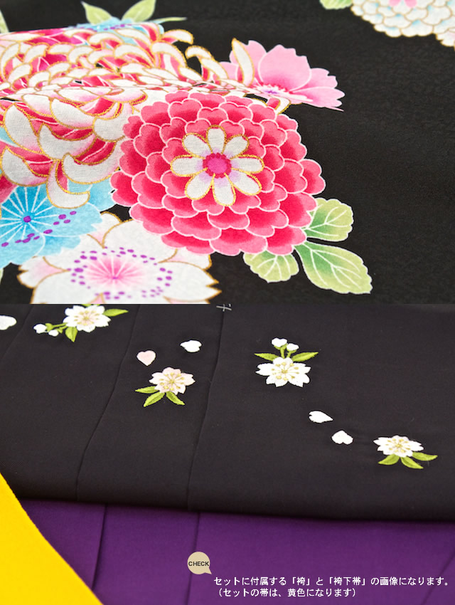 刺繍袴の二尺袖着物の袴セット