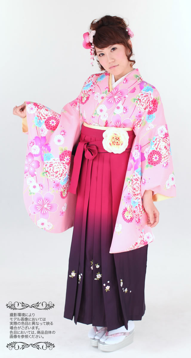 桜柄の二尺袖着物の袴セット