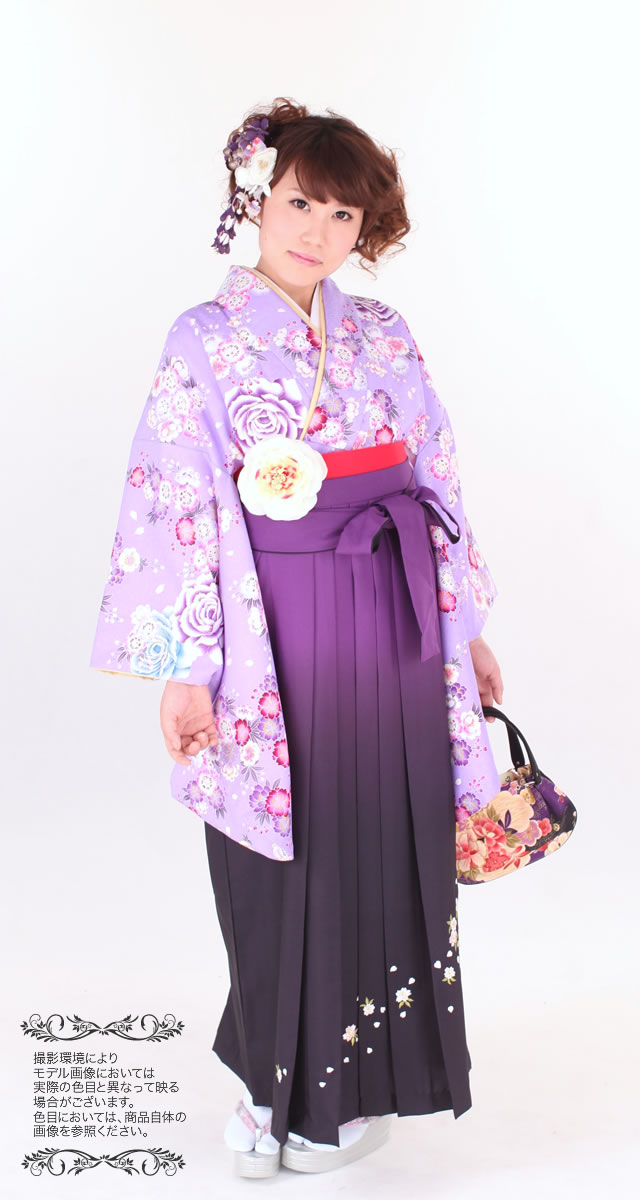 桜柄の二尺袖着物の袴セット