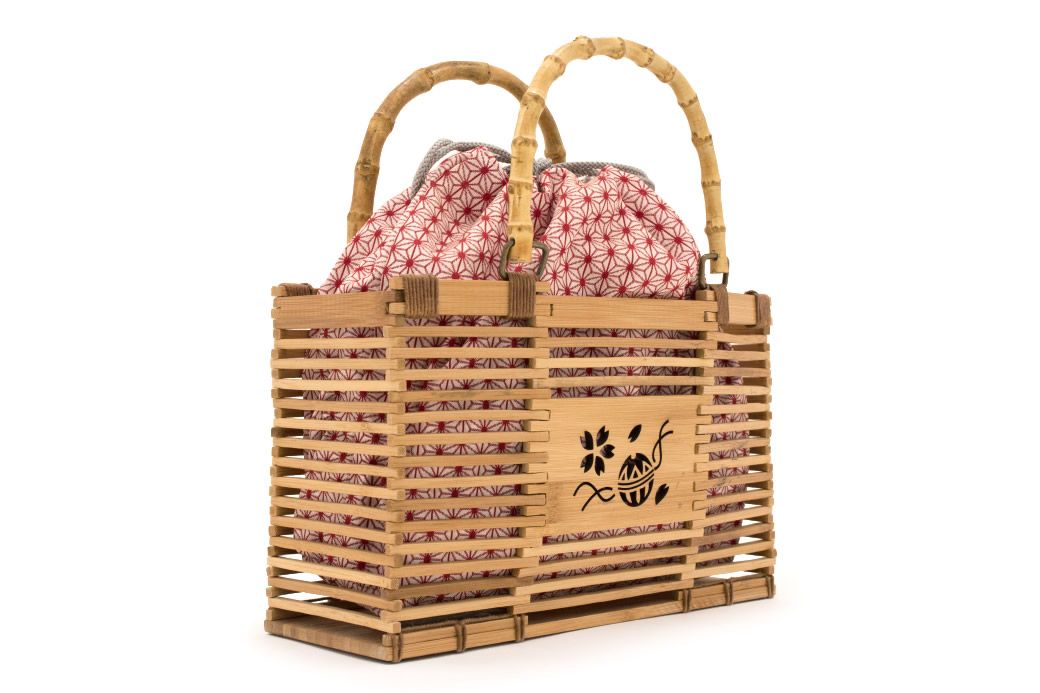 当店限定の巾着付き籠バッグ