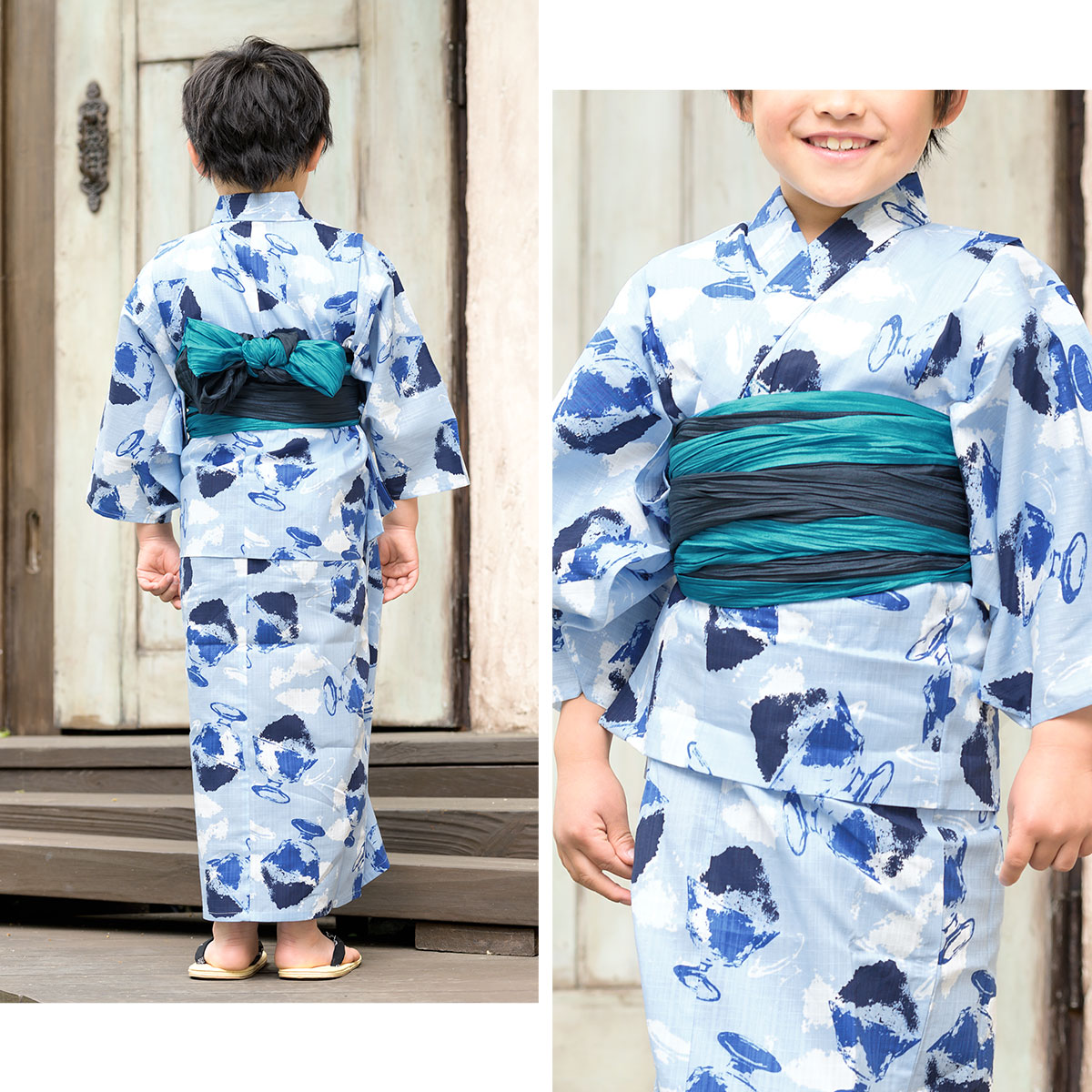 可愛いキッズ兵児帯と浴衣の2点セット