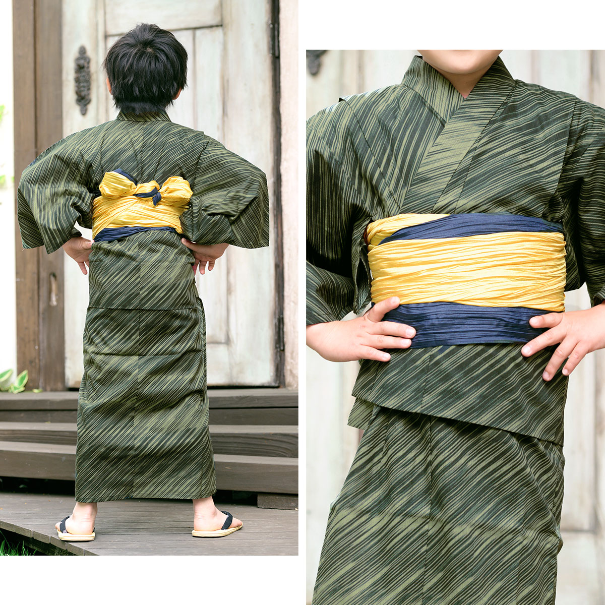 可愛いキッズ兵児帯と浴衣の2点セット
