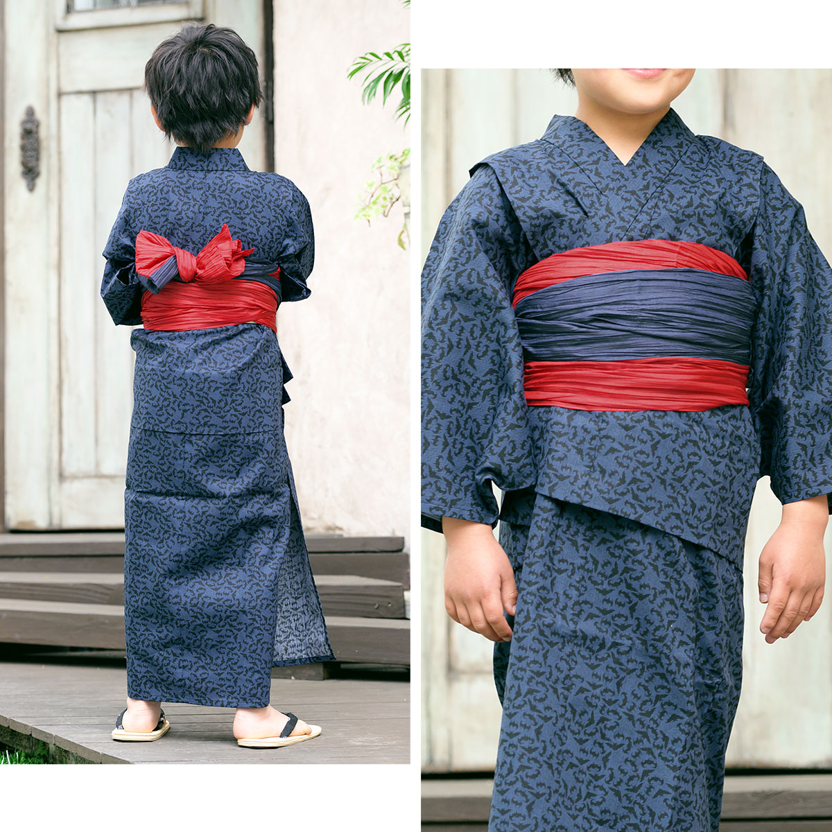 可愛いキッズ兵児帯と浴衣の2点セット
