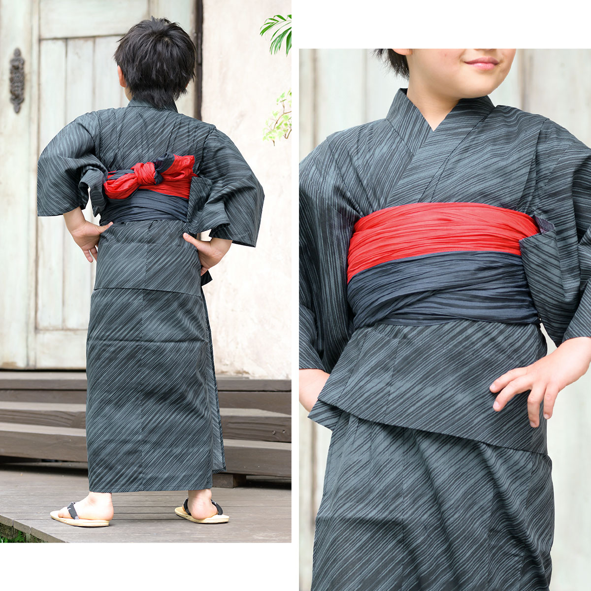 可愛いキッズ兵児帯と浴衣の2点セット