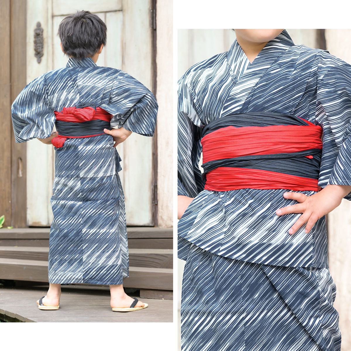 可愛いキッズ兵児帯と浴衣の2点セット