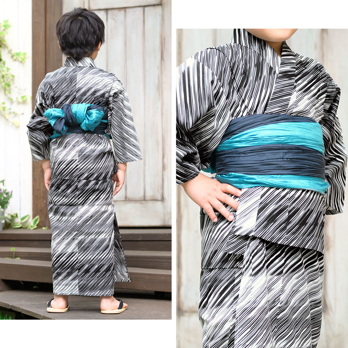 可愛いキッズ兵児帯と浴衣の2点セット