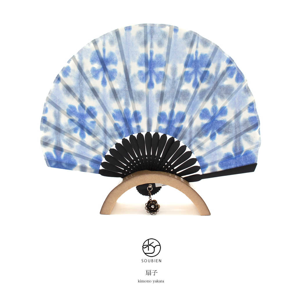 花柄の手染め和紙扇子