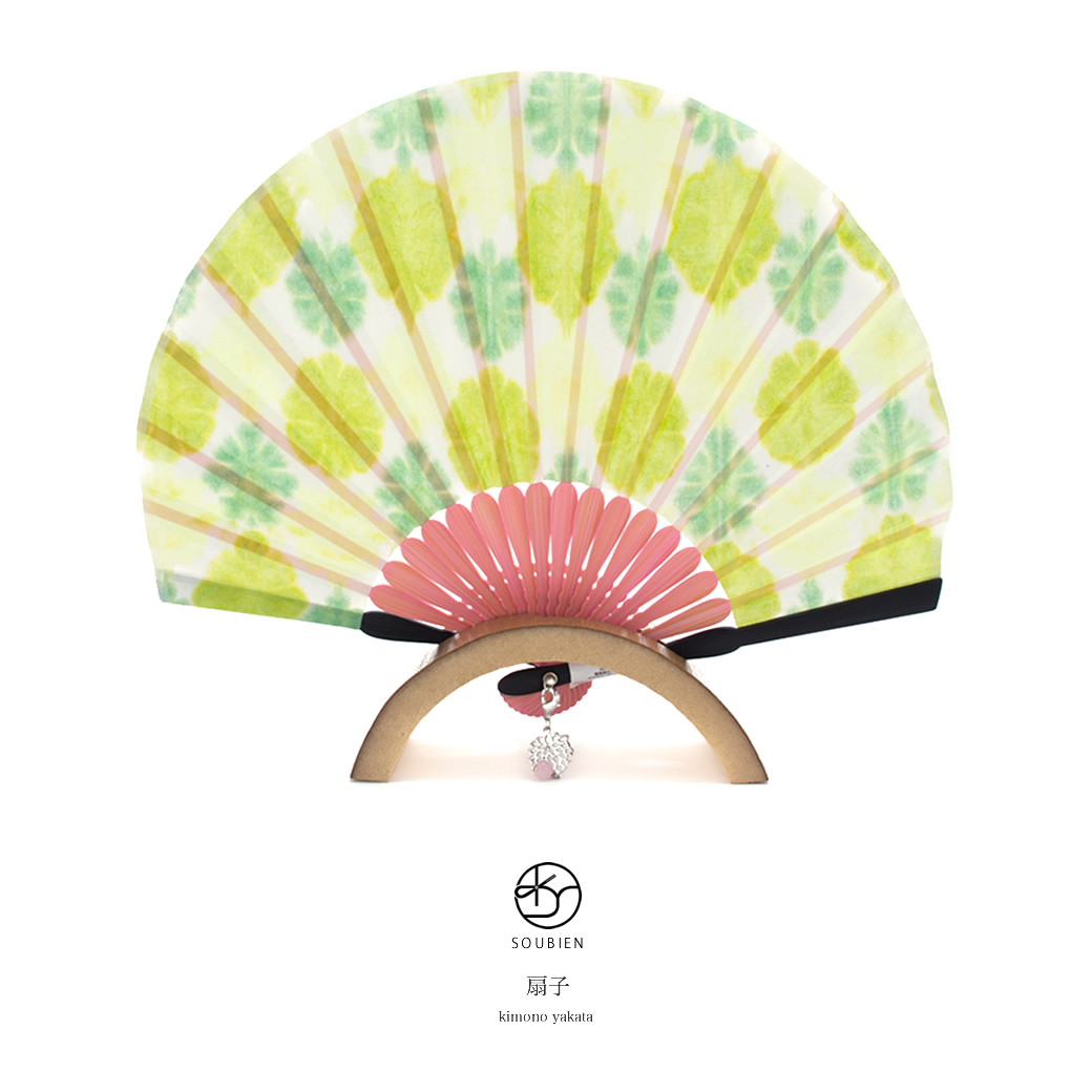 花柄の手染め和紙扇子